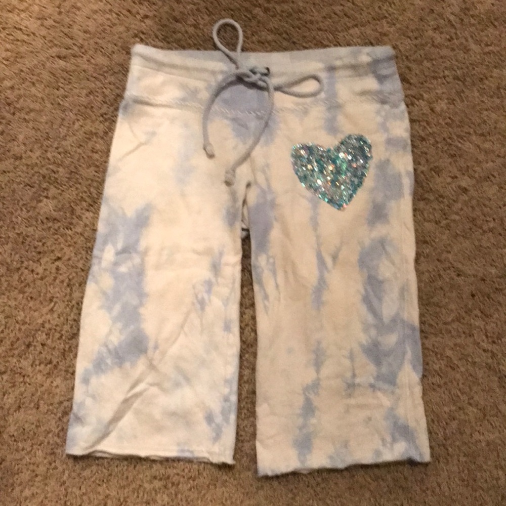 Twisted Heart crop sweatpants tie dye and sequins